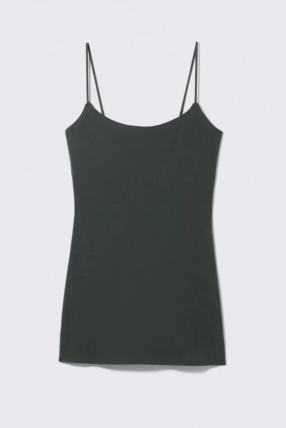 Strappy Mini Slip Dress – Black Strappy Mini Slip Dress – Black