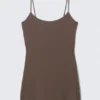 Strappy Mini Slip Dress – Dark Brown Strappy Mini Slip Dress – Dark Brown