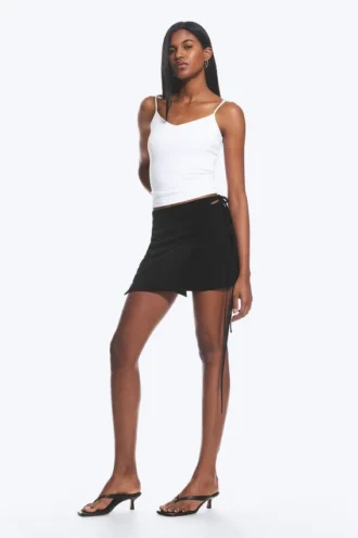 Strappy Mini Wrap Skirt – Black