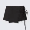Strappy Mini Wrap Skirt – Black Strappy Mini Wrap Skirt – Black