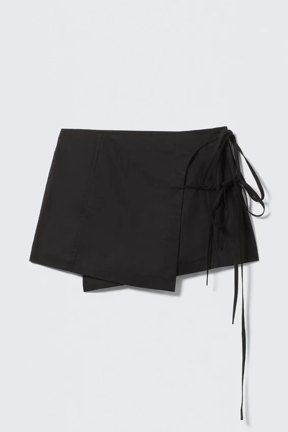 Strappy Mini Wrap Skirt – Black Strappy Mini Wrap Skirt – Black