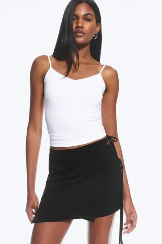 Strappy Mini Wrap Skirt – Black