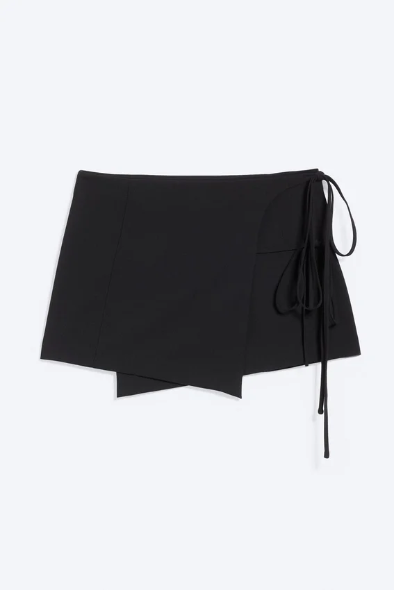 Strappy Mini Wrap Skirt – Black Strappy Mini Wrap Skirt – Black
