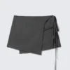 Strappy Mini Wrap Skirt – Dark Grey Melange Strappy Mini Wrap Skirt – Dark Grey Melange