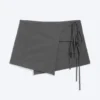 Strappy Mini Wrap Skirt – Dark Grey Melange Strappy Mini Wrap Skirt – Dark Grey Melange