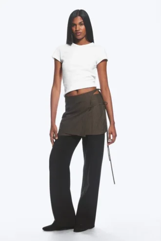Strappy Mini Wrap Skirt – Dark Mole