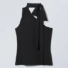 Strappy One-Shoulder Top – Black