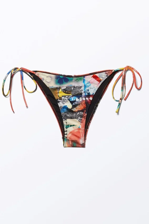 Strappy Printed Bikini Bottoms – Multicoloured – Abstract Bloom Strappy Printed Bikini Bottoms – Multicoloured – Abstract Bloom