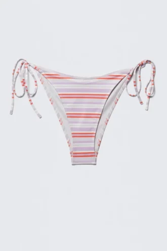 Strappy Printed Bikini Bottoms – Purple & Red Stripes