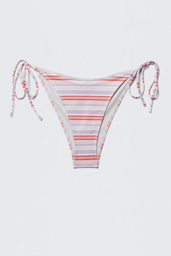 Strappy Printed Bikini Bottoms – Purple & Red Stripes Strappy Printed Bikini Bottoms – Purple & Red Stripes
