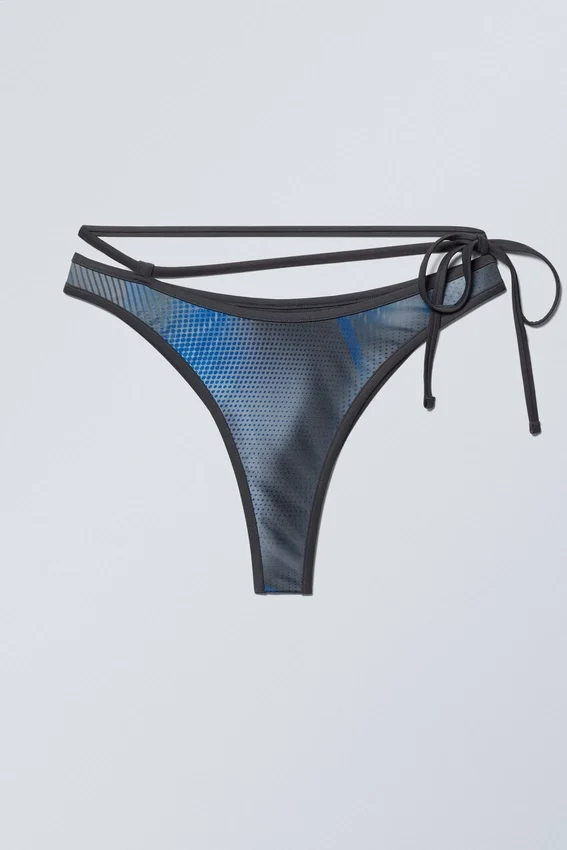 Strappy Printed Bikini Bottoms – Speed Blue Strappy Printed Bikini Bottoms – Speed Blue