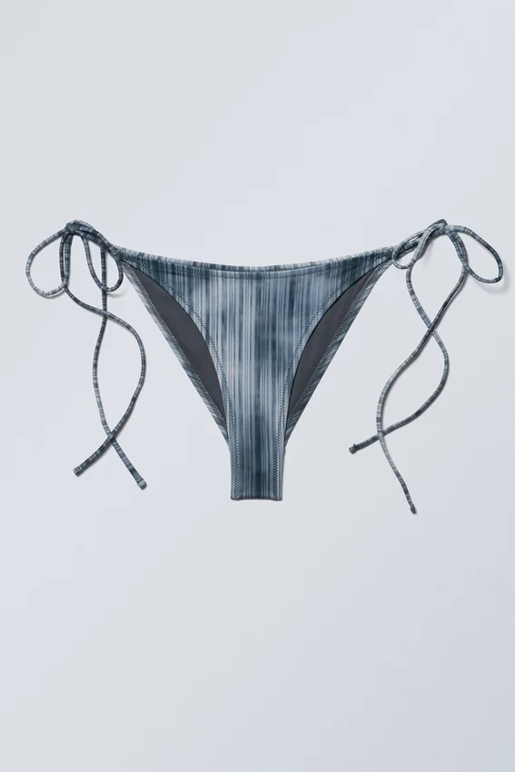 Strappy Printed Bikini Bottoms – Striped Dark Blue Strappy Printed Bikini Bottoms – Striped Dark Blue