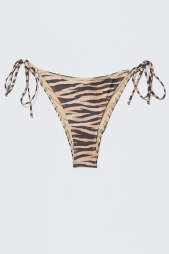 Strappy Printed Bikini Bottoms – Tiger-Striped