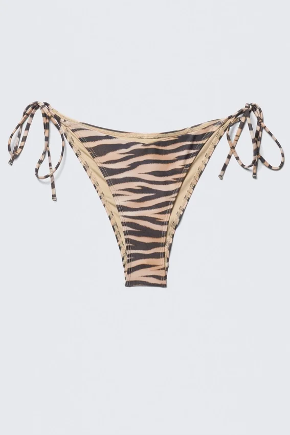 Strappy Printed Bikini Bottoms – Tiger-Striped Strappy Printed Bikini Bottoms – Tiger-Striped