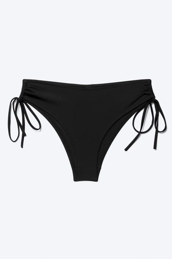 Strappy Side Tie Bikini Bottoms – Black Strappy Side Tie Bikini Bottoms – Black