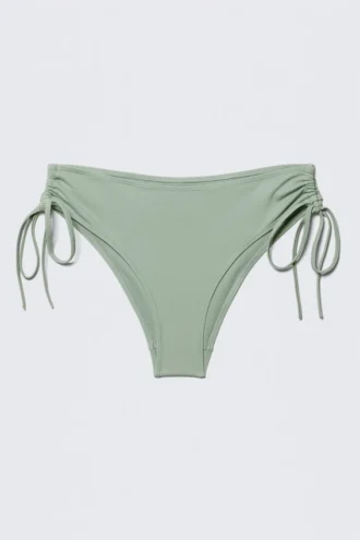 Strappy Side Tie Bikini Bottoms – Light Dusty Green
