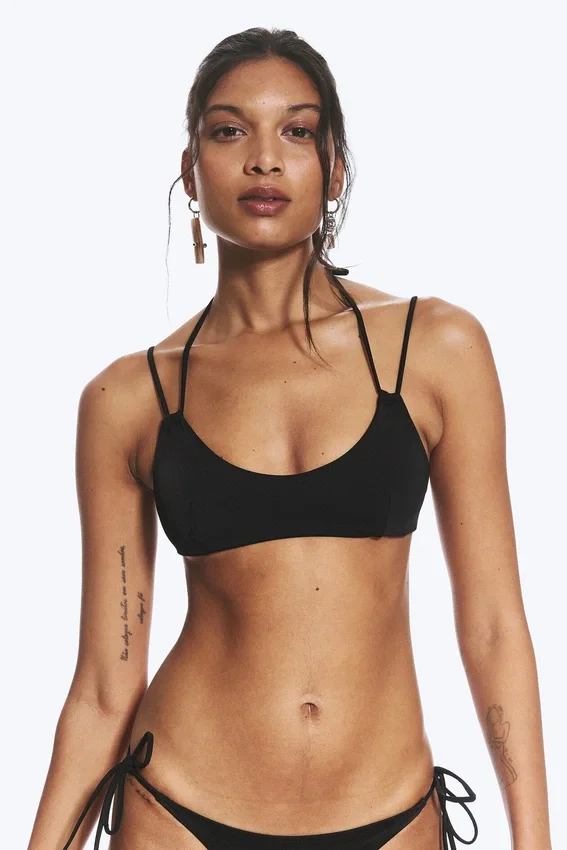 Strappy Tie-Back Bikini Top – Black Strappy Tie-Back Bikini Top – Black