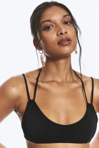 Strappy Tie-Back Bikini Top – Black
