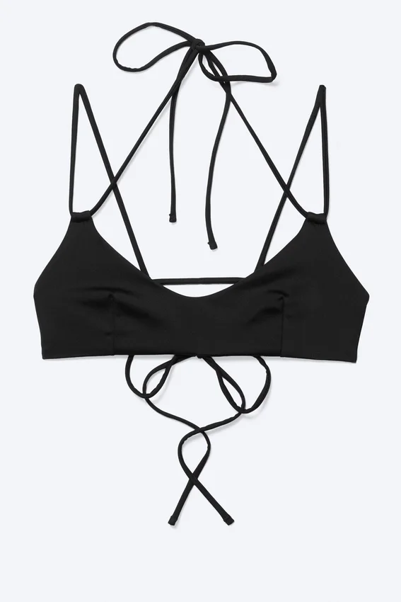 Strappy Tie-Back Bikini Top – Black Strappy Tie-Back Bikini Top – Black