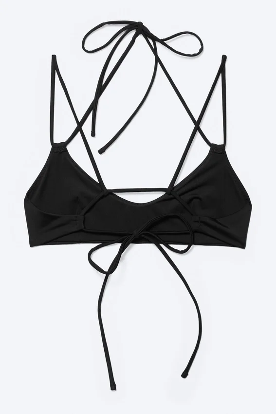 Strappy Tie-Back Bikini Top – Black Strappy Tie-Back Bikini Top – Black