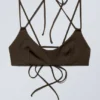 Strappy Tie-Back Bikini Top – Dark Brown Strappy Tie-Back Bikini Top – Dark Brown