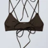 Strappy Tie-Back Bikini Top – Dark Brown Strappy Tie-Back Bikini Top – Dark Brown