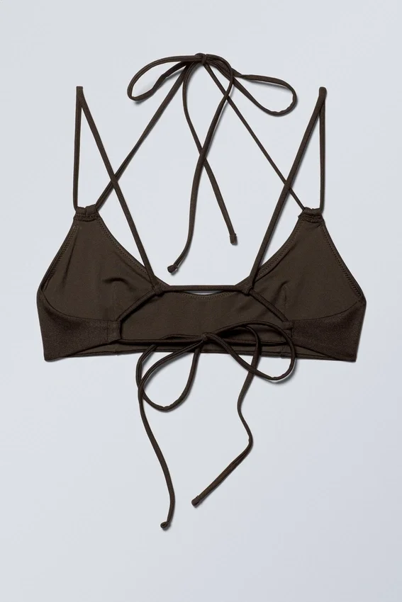 Strappy Tie-Back Bikini Top – Dark Brown Strappy Tie-Back Bikini Top – Dark Brown