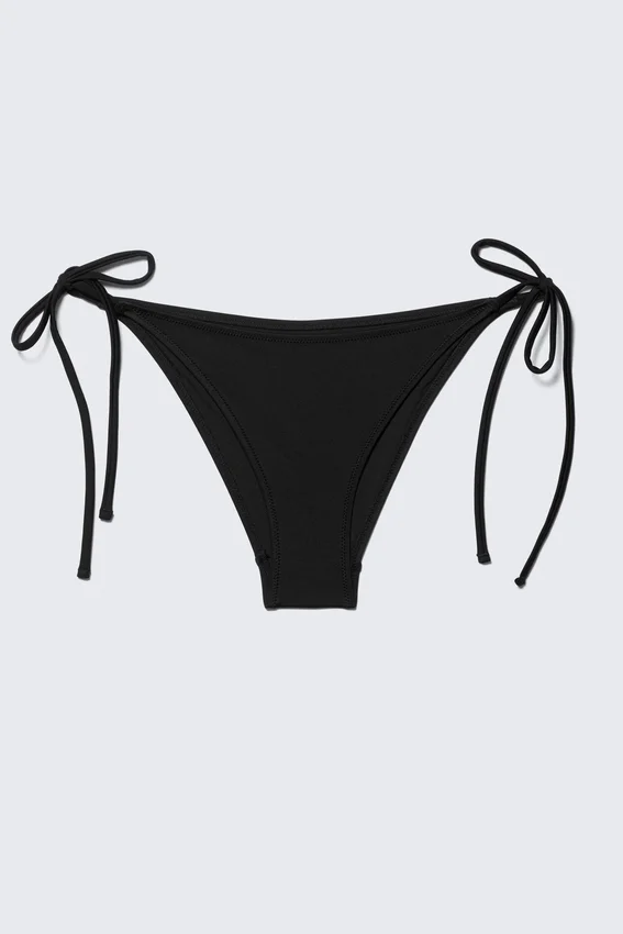 Strappy Tie Bikini Bottoms – Black Strappy Tie Bikini Bottoms – Black