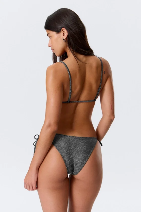 Strappy Tie Bikini Bottoms – Dark Grey – Glitter Strappy Tie Bikini Bottoms – Dark Grey – Glitter