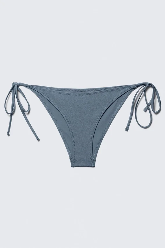 Strappy Tie Bikini Bottoms – Dusty Blue – Shimmer Strappy Tie Bikini Bottoms – Dusty Blue – Shimmer