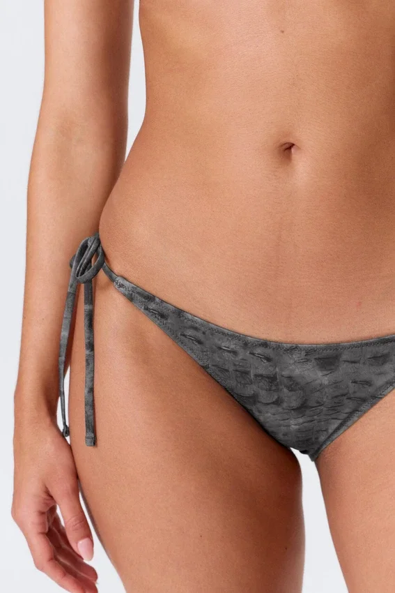 Strappy Tie Bikini Bottoms – Printed Dark Grey Strappy Tie Bikini Bottoms – Printed Dark Grey