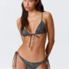 Strappy Tie Bikini Bottoms – Printed Dark Grey Strappy Tie Bikini Bottoms – Printed Dark Grey