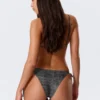 Strappy Tie Bikini Bottoms – Printed Dark Grey Strappy Tie Bikini Bottoms – Printed Dark Grey