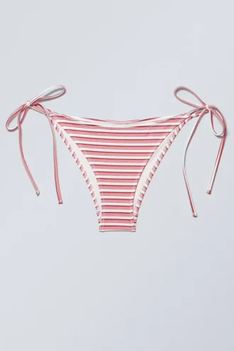 Strappy Tie Bikini Bottoms – Red Multi Stripe