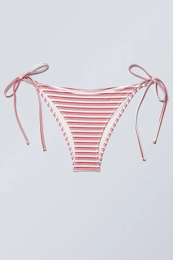 Strappy Tie Bikini Bottoms – Red Multi Stripe Strappy Tie Bikini Bottoms – Red Multi Stripe