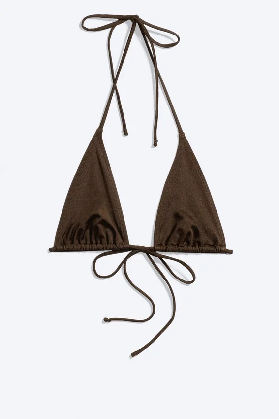 Strappy Triangle Bikini Top – Dark Brown Strappy Triangle Bikini Top – Dark Brown