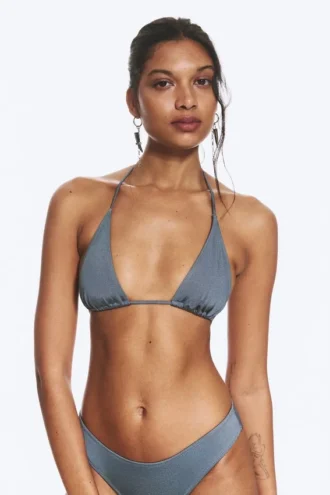 Strappy Triangle Bikini Top – Dusty Medium Blue