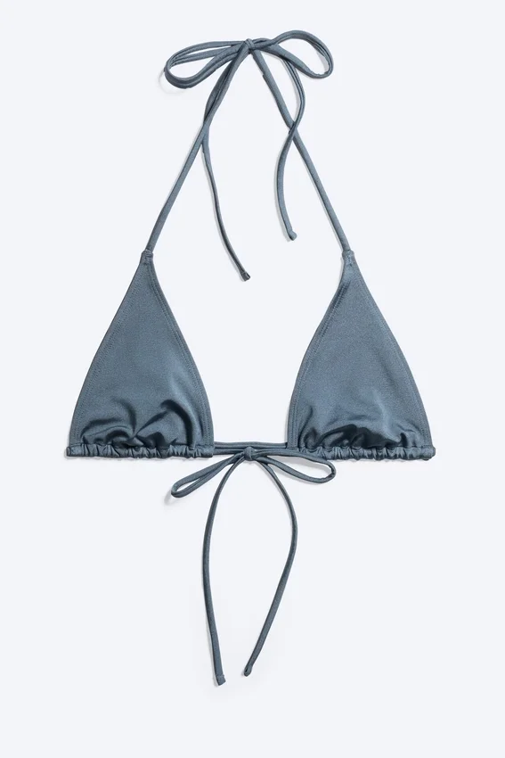 Strappy Triangle Bikini Top – Dusty Medium Blue Strappy Triangle Bikini Top – Dusty Medium Blue
