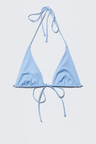 Strappy Triangle Bikini Top – Light Blue