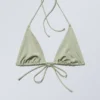 Strappy Triangle Bikini Top – Light Green Shimmer Strappy Triangle Bikini Top – Light Green Shimmer