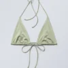 Strappy Triangle Bikini Top – Light Green Shimmer Strappy Triangle Bikini Top – Light Green Shimmer