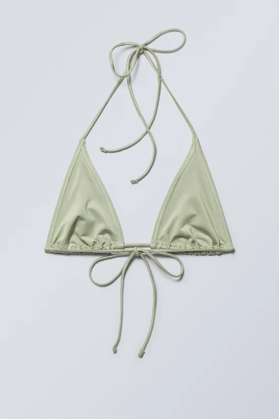 Strappy Triangle Bikini Top – Light Green Shimmer Strappy Triangle Bikini Top – Light Green Shimmer