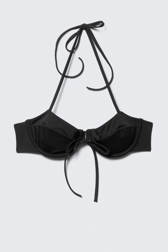 Strappy Wired Halter Bikini Top – Black Strappy Wired Halter Bikini Top – Black