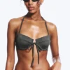Strappy Wired Halter Bikini Top – Dark Grey Shimmer Strappy Wired Halter Bikini Top – Dark Grey Shimmer