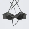 Strappy Wired Halter Bikini Top – Dark Grey Shimmer Strappy Wired Halter Bikini Top – Dark Grey Shimmer