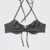 Strappy Wired Halter Bikini Top – Dark Grey Shimmer Strappy Wired Halter Bikini Top – Dark Grey Shimmer