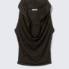 Striped Draped Hooded Top – Striped Dark Khaki Green Striped Draped Hooded Top – Striped Dark Khaki Green