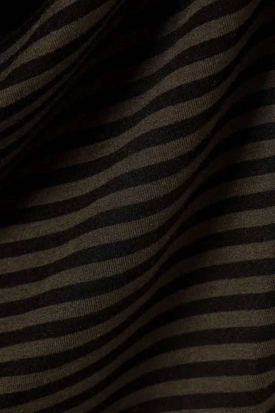 Striped Draped Hooded Top – Striped Dark Khaki Green Striped Draped Hooded Top – Striped Dark Khaki Green