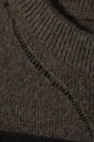 Striped Knitted Distressed Sweater – Brown & Black Stripes