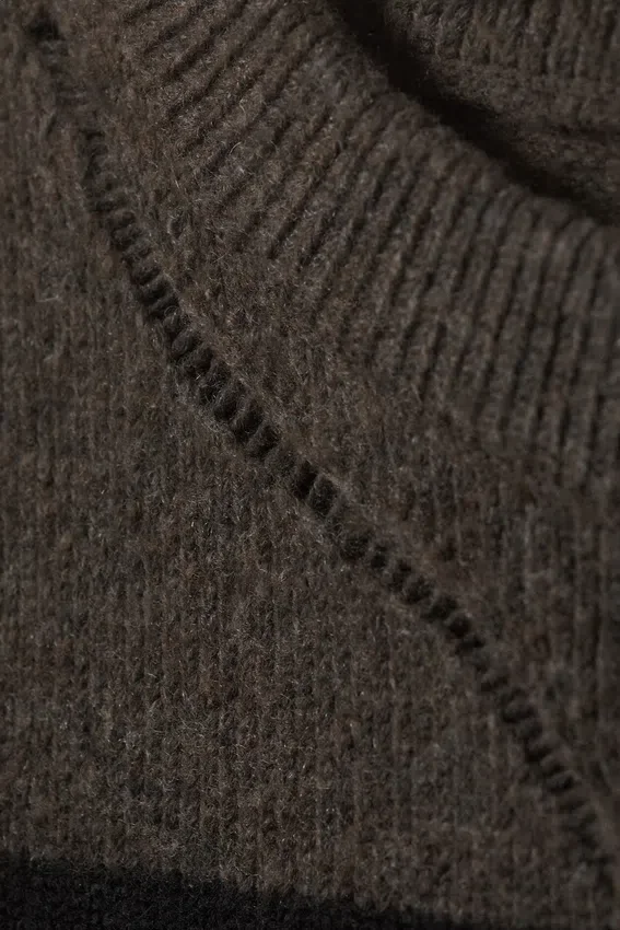 Striped Knitted Distressed Sweater – Brown & Black Stripes Striped Knitted Distressed Sweater – Brown & Black Stripes